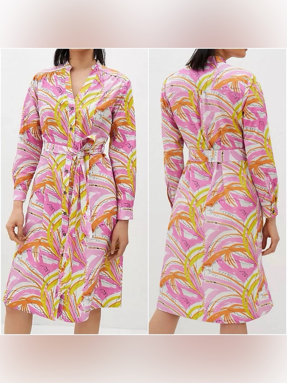 NWT Vera for Anthropologie Confetti Midi Dress Pink Combo Size L